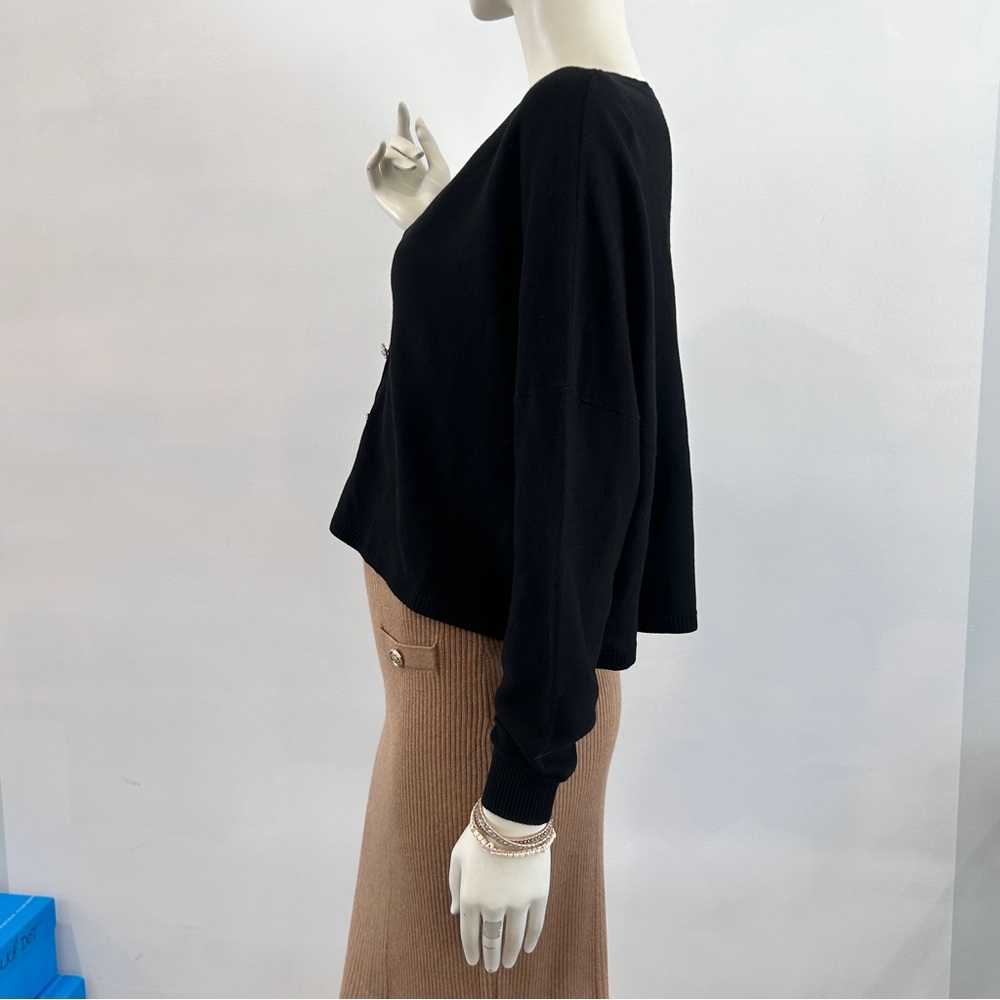ba&sh Cropped Santana Knit Cardigan With Rhinestone Buttons - Picture 4 of 13